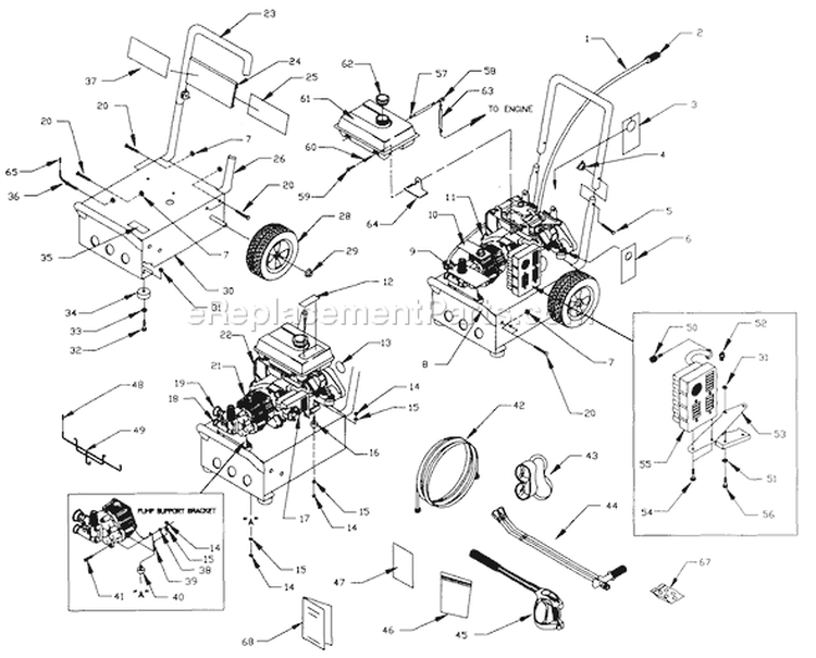 Page A Diagram and Parts List for 1043-2  Briggs and Stratton Pressure Washer